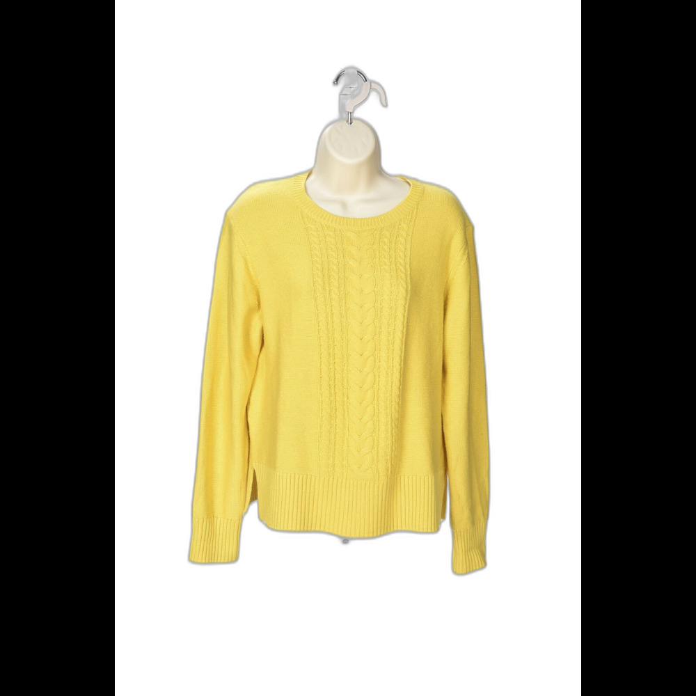 Brooks Brothers Red Fleece Sunny Yellow Cable Knit Pull Over Sweater Size S
